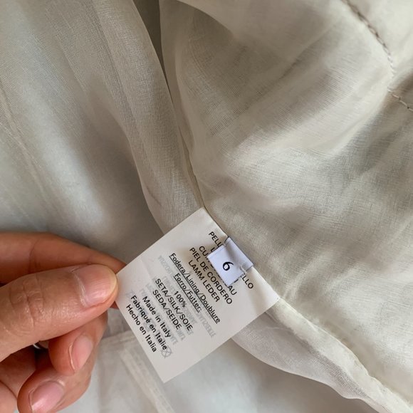 Valentino runway white pleated leather Jacket with silk tulle lining US 4 6 - Picture 12 of 13